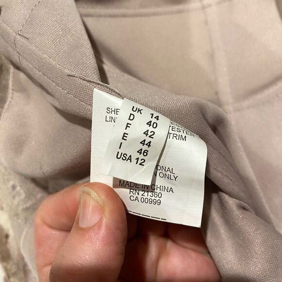 NEW MGNY by Mori Lee Beaded Lace Illusion Neck A-Line Maxi Dress Gown in Dusty L - Picture 10 of 12